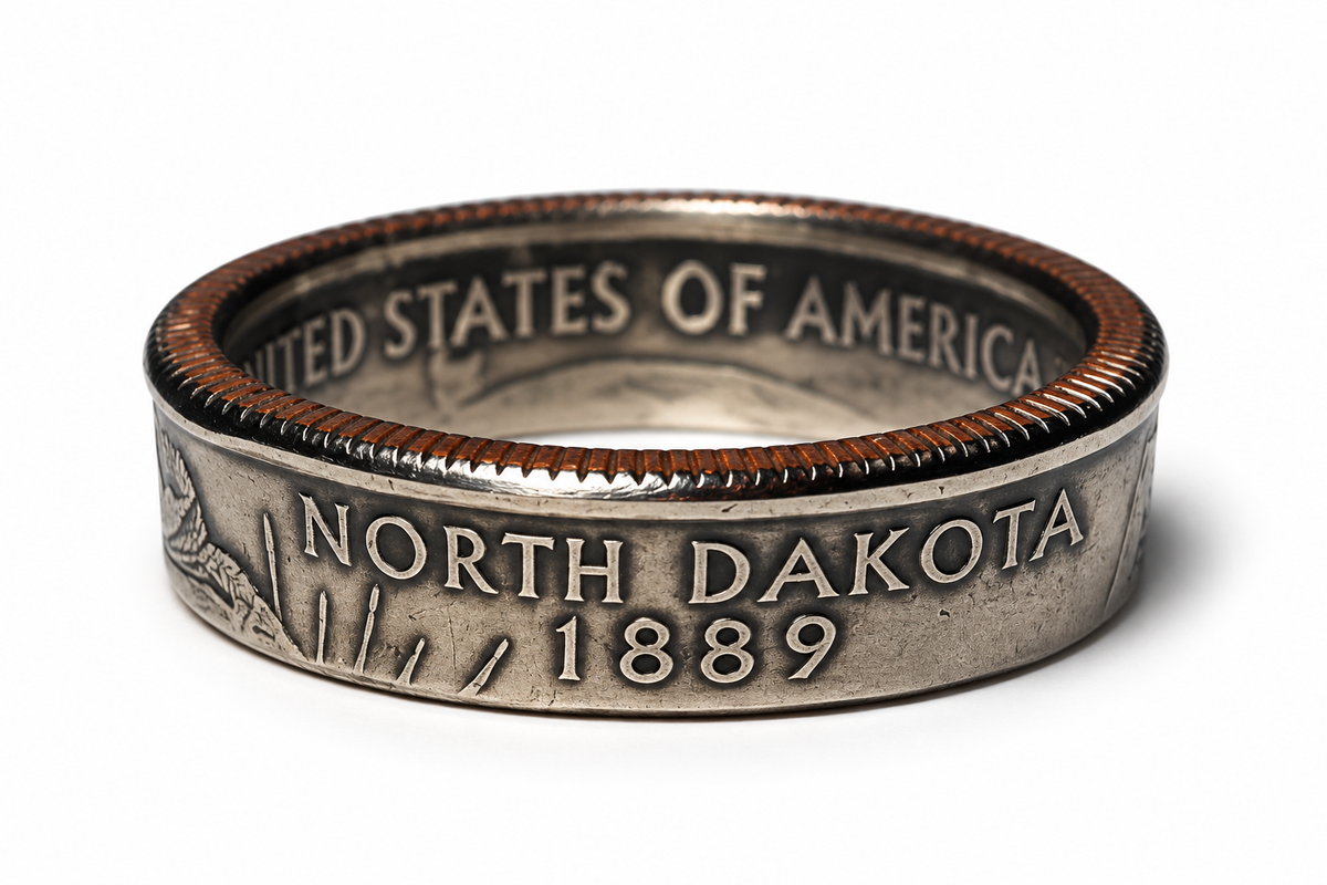 North Dakota State Quarter Coin Ring