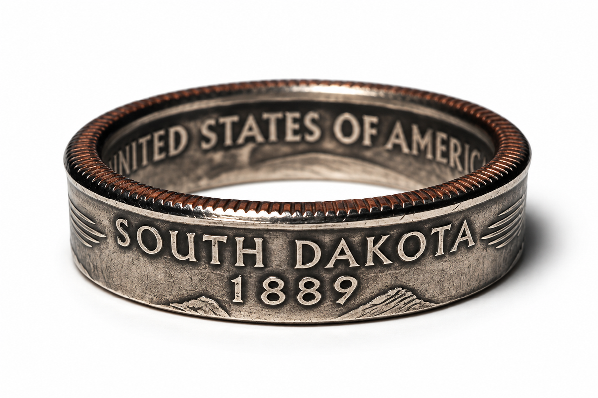 South Dakota State Quarter Coin Ring